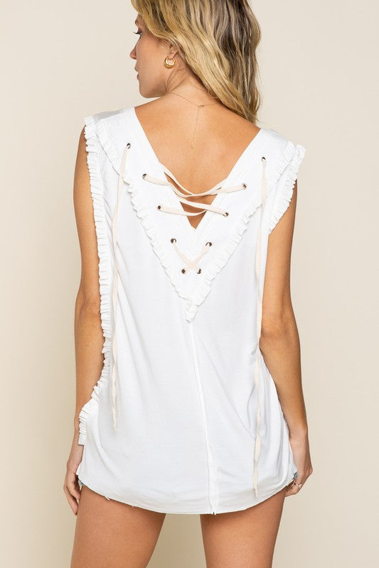 Lace up Open Back Tank Top