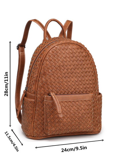 Woven Backpack Purse Camel