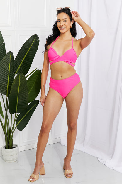 Conjunto de bikini halter Summer Splash en rosa