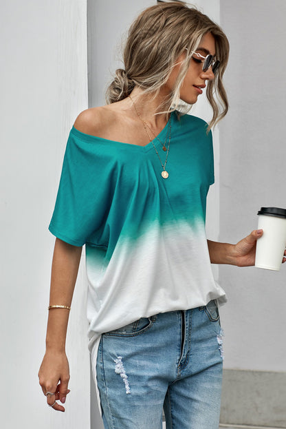 Oversized Ombre Color Block Shirt