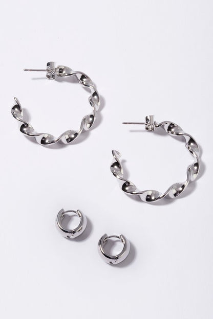Twisted hoop earring set