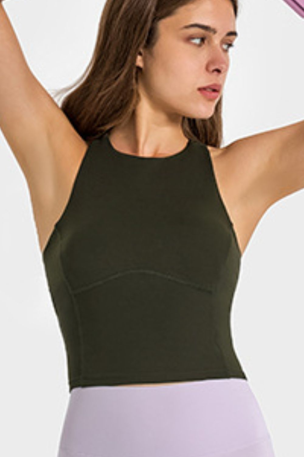 Camiseta sin mangas de yoga con cuello redondo y espalda cruzada