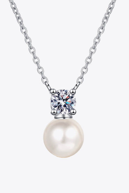 Collar de moissanita con perlas de agua dulce de plata de ley 925